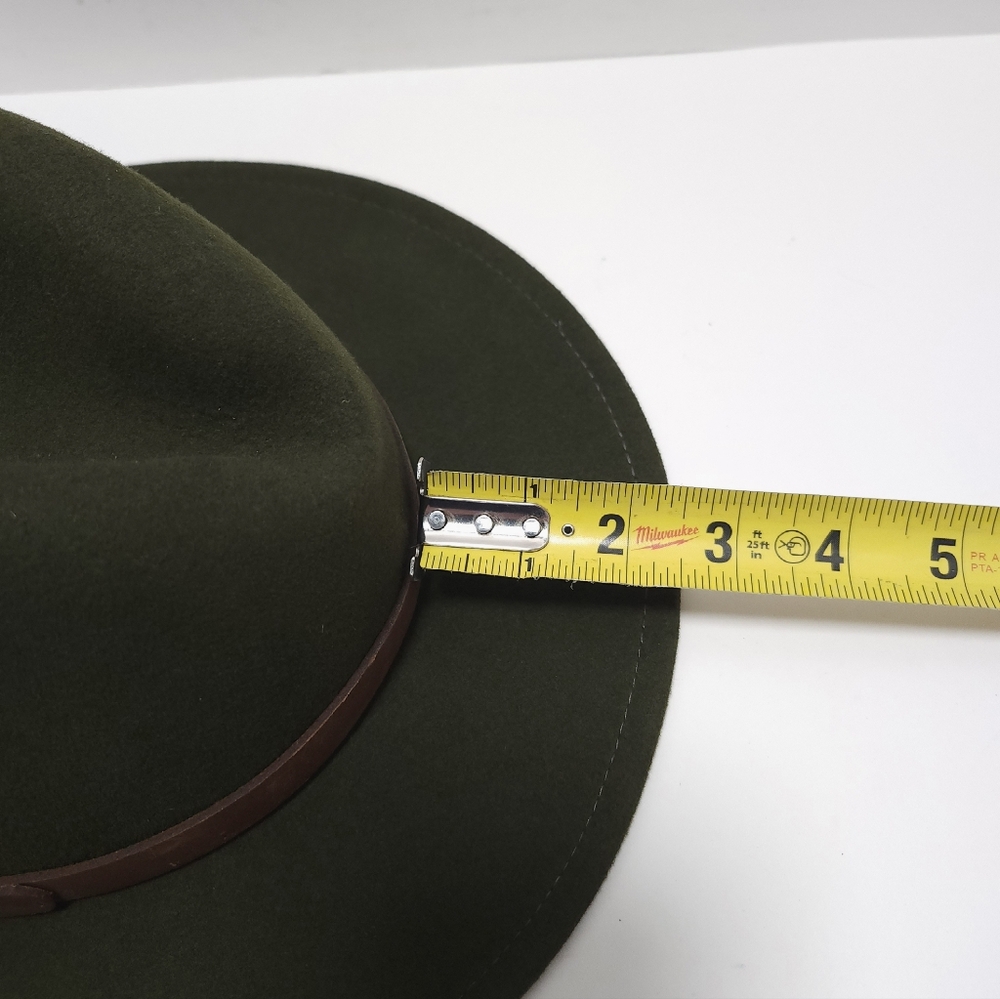Duluth Trading Wool Felt Crusher Hat Medium Leather Band USA Made Green Fedora - Picture 8 of 14